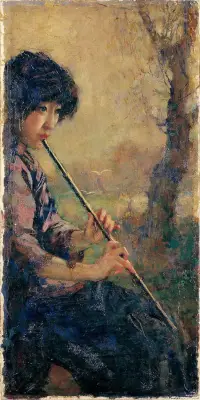 《箫声》徐悲鸿