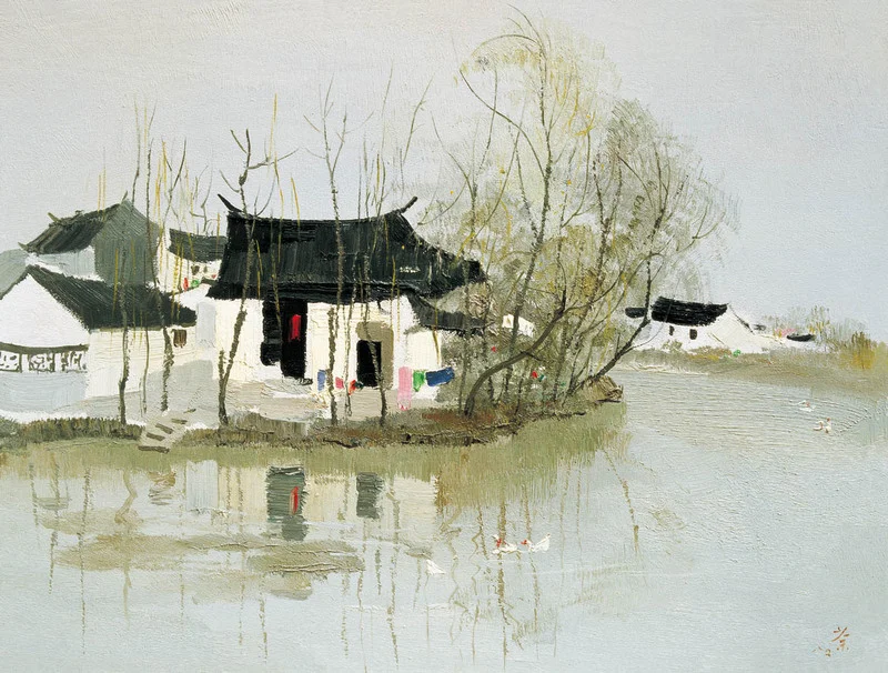 《水上人家（又名“江南春”）》作品高清图