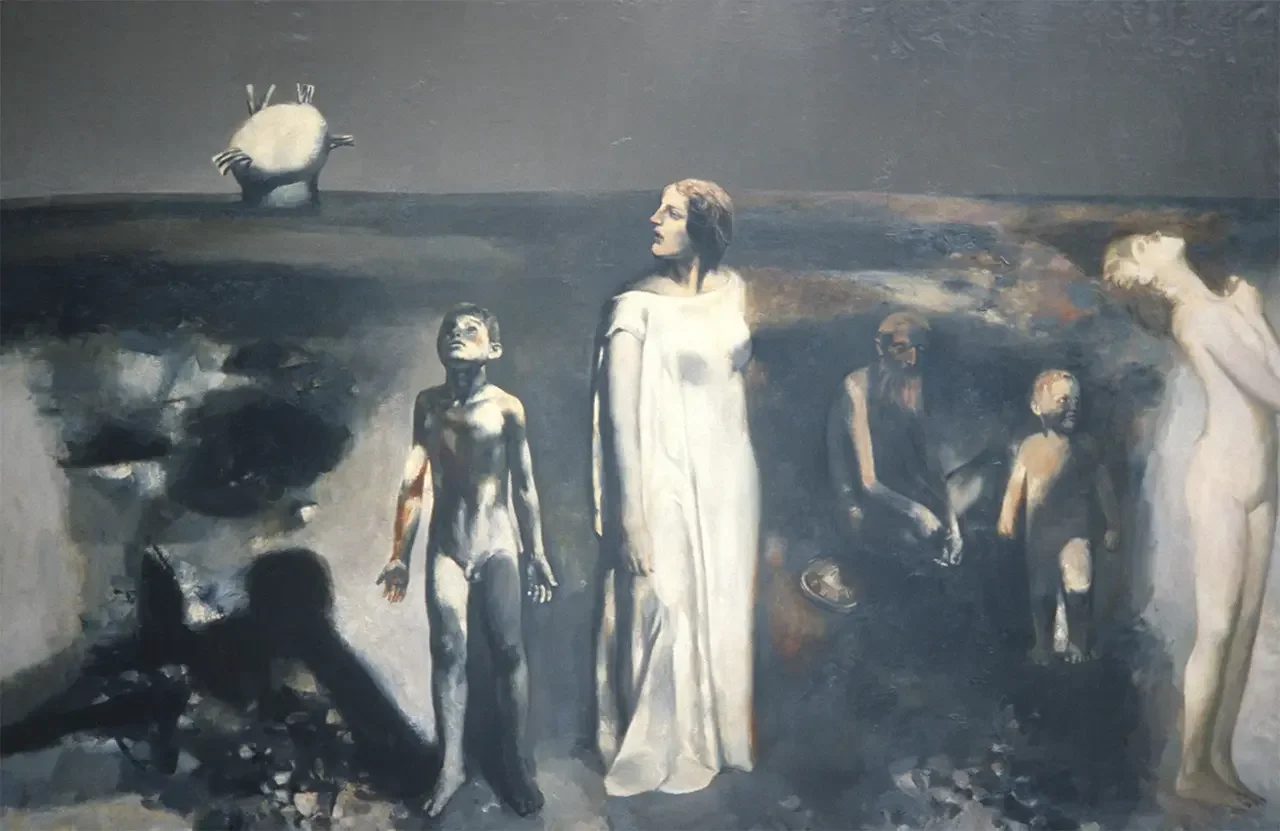 《人类与他们的钟》作品高清图