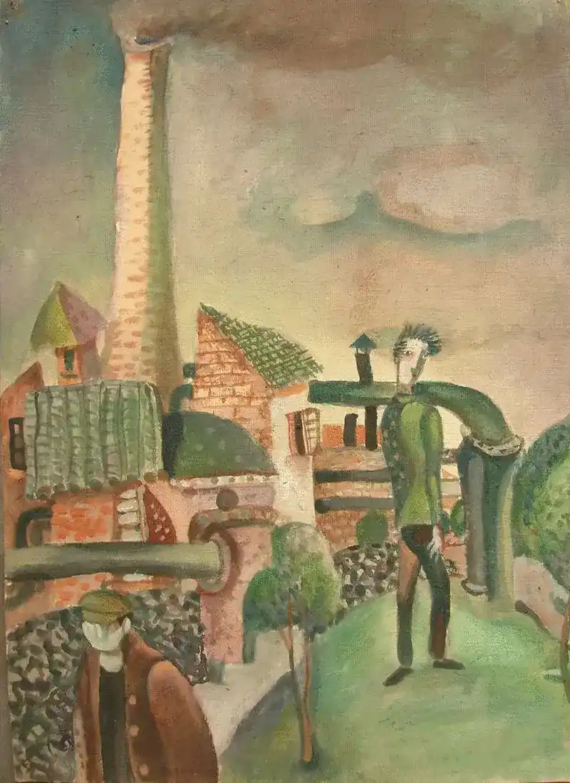 《离开和留驻在最后一块草地上的两个人》叶永青