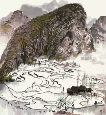 《山间水田》吴冠中